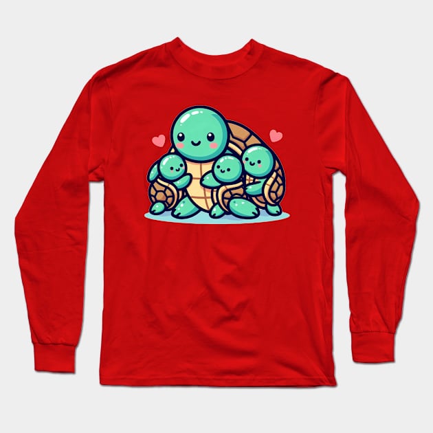 Turtle Mom and Babies Long Sleeve T-Shirt by JavaBlend